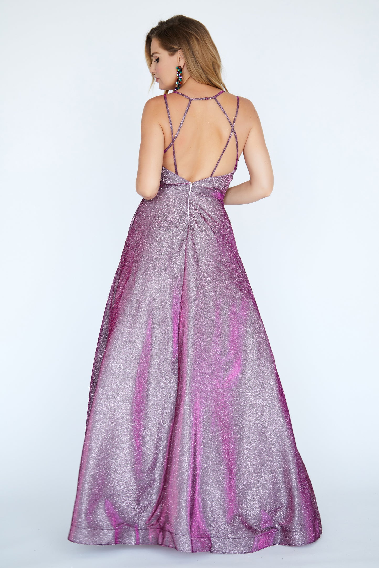 Jolene Exclusive E20028 Size 6 Long Glitter Shimmer Ballgown V Neck Prom Dress Gown