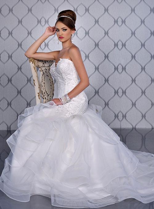 Envious Bridal W9233 Size 12 Wedding Dress Mermaid Lace Corset Crystal