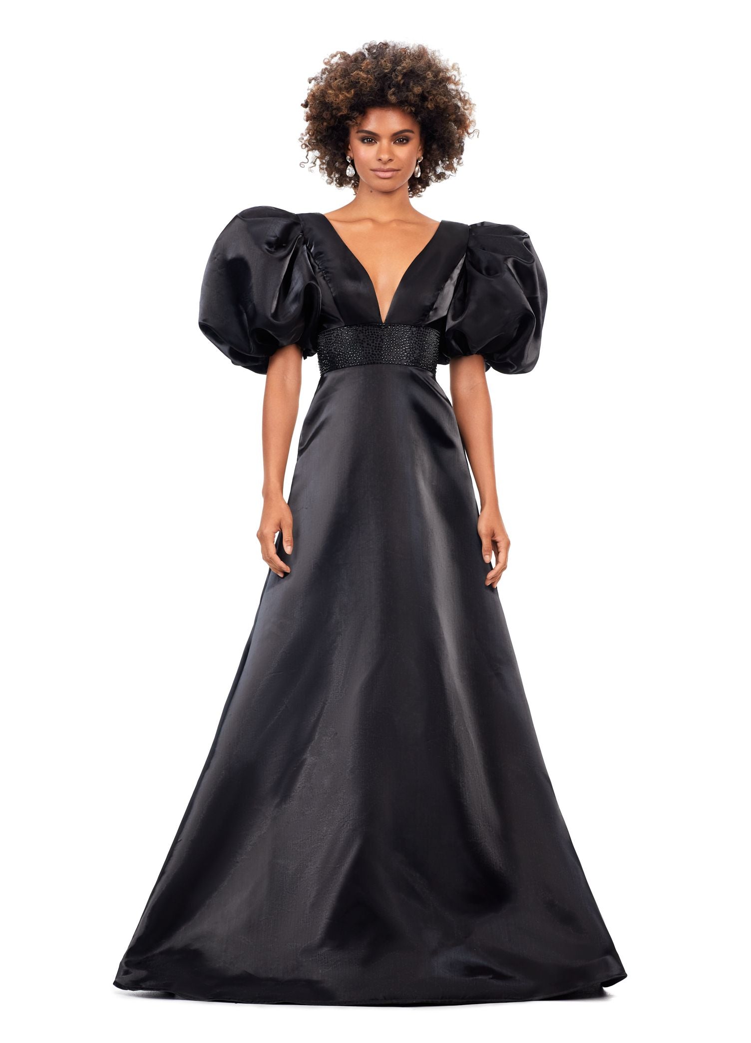 Ashley Lauren 11378 A-Line Evening Gown with Oversized Puff Sleeves Lo Glass Slipper Formals Ashley Lauren 11378 A-Line Evening Gown with Oversized Puff Sleeves Lo Glass Slipper Formals