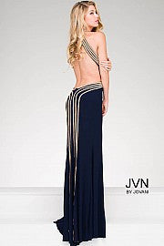 Jovani JVN45563 size 2 Navy prom dress Long Backless High Neck Formal Gown