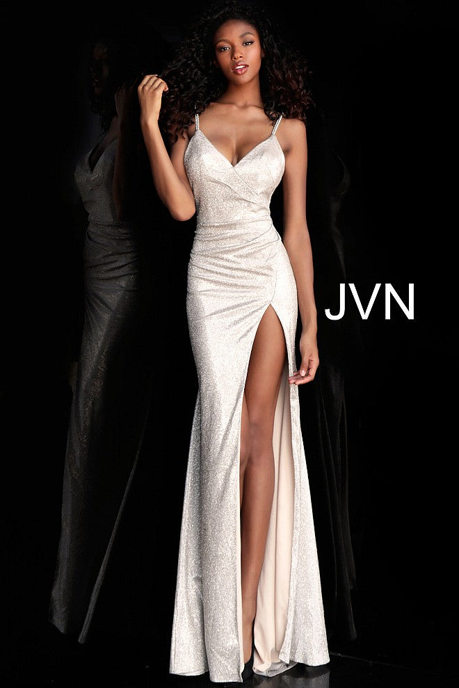 Evening Gown Silver High Low Prom Dress Jovani JVN67102 Size