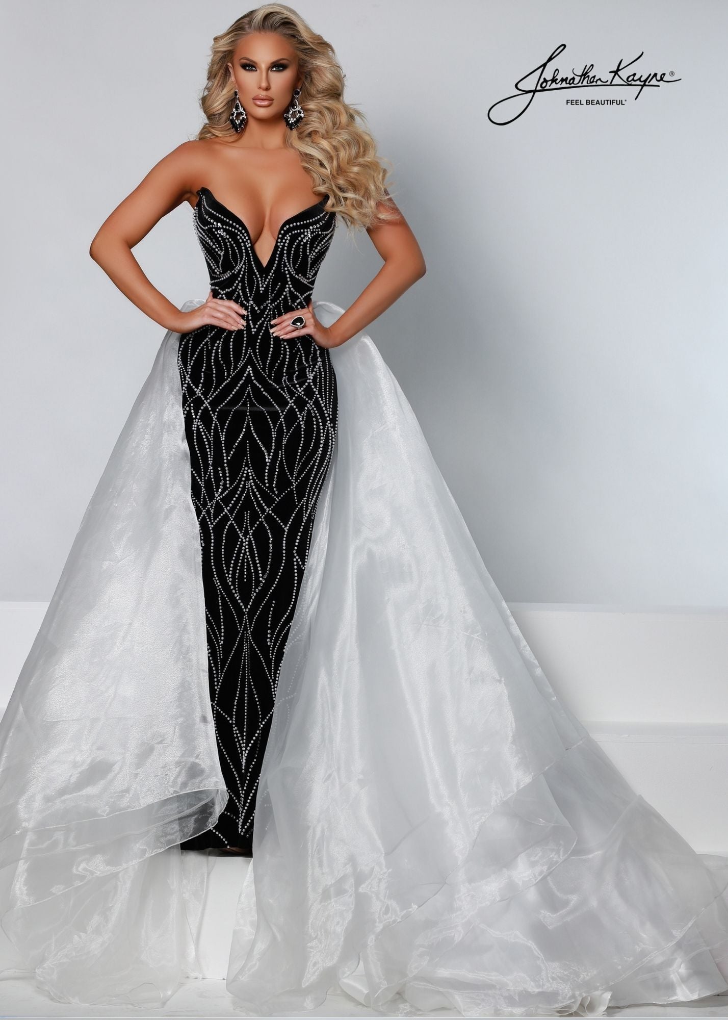 Johnathan Kayne 2555 velvet pageant dress full organza layered