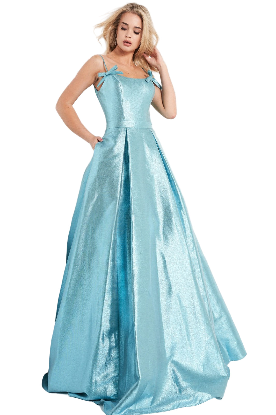 Jovani JVN03479 Size 6 Blue Metallic Prom Dress Ballgown Bows Jovani JVN03479 Size 6 Blue Metallic Prom Dress Ballgown Bows