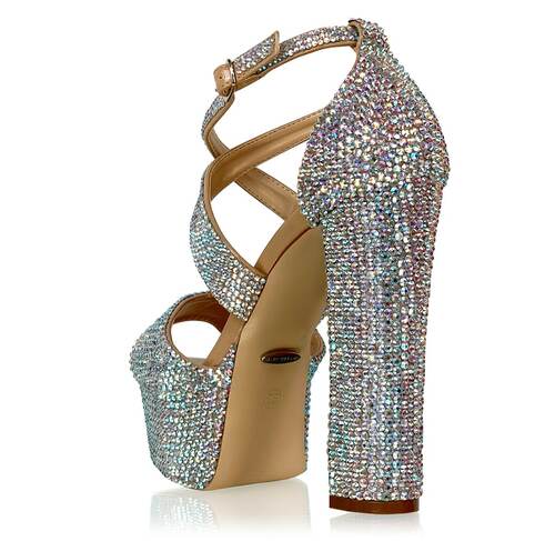 Marc Defang LEANNA 6" Black Platform Pageant Heels Prom Shoes AB Crystal DESCRIPTION 6" Heels, 2" Platforms Block Heels AB Crystals, over 1,500 crystals on the shoes, all hand applied. Light weight and sturdy. Design for stage and runway performance 100% custom handmade product, breathtaking craftsmanship Medium width, run true to size Available Sizes: 5, 5.5, 6, 6.5, 7, 7.5, 8, 8.5, 9, 9.5, 10, 11