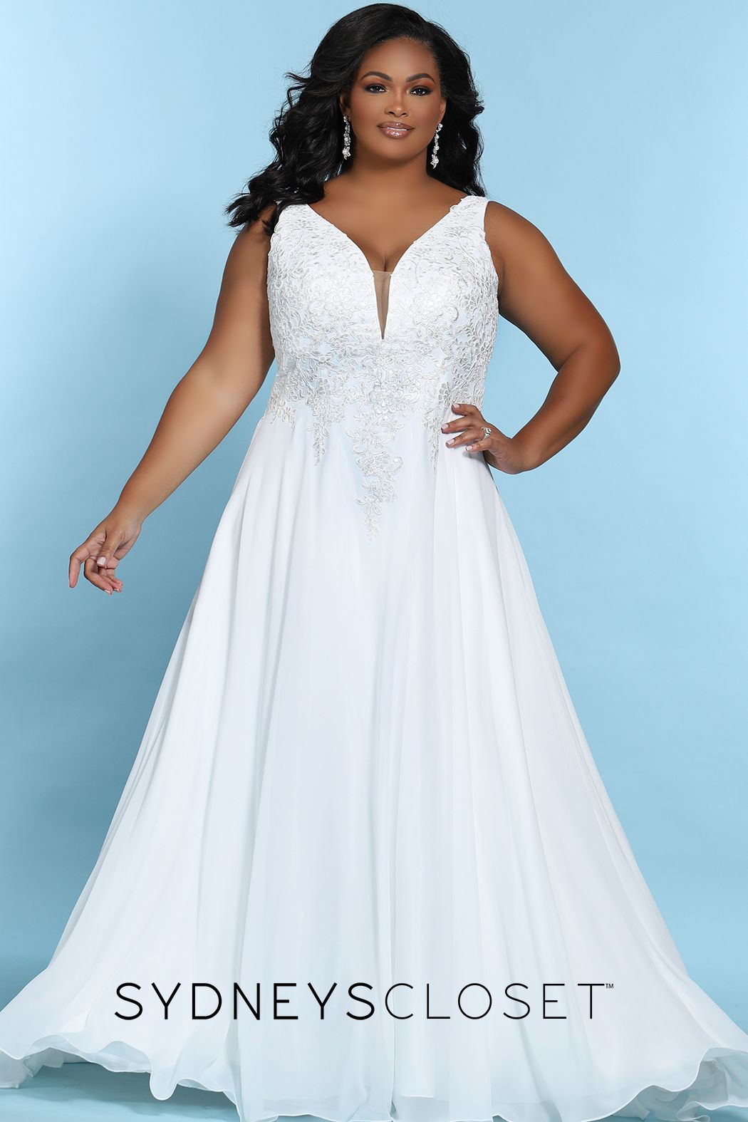 Sydney's Closet SC5249 neckline line wedding dress plus sized SC 5 – Glass Slipper Formals