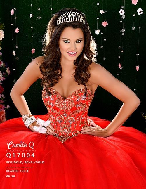 Camila Q Q17004 Size 14 Red Quinceanera Dress Ball Gown Formal Dress Strapless Gown