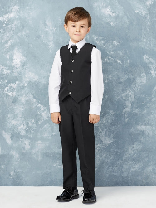 Boy's 5 Piece SLIM FIT Tuxedo Set - Black 4020