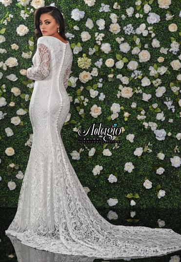 Adagio Bridal W9340 size 12 White long sleeve wedding gown
