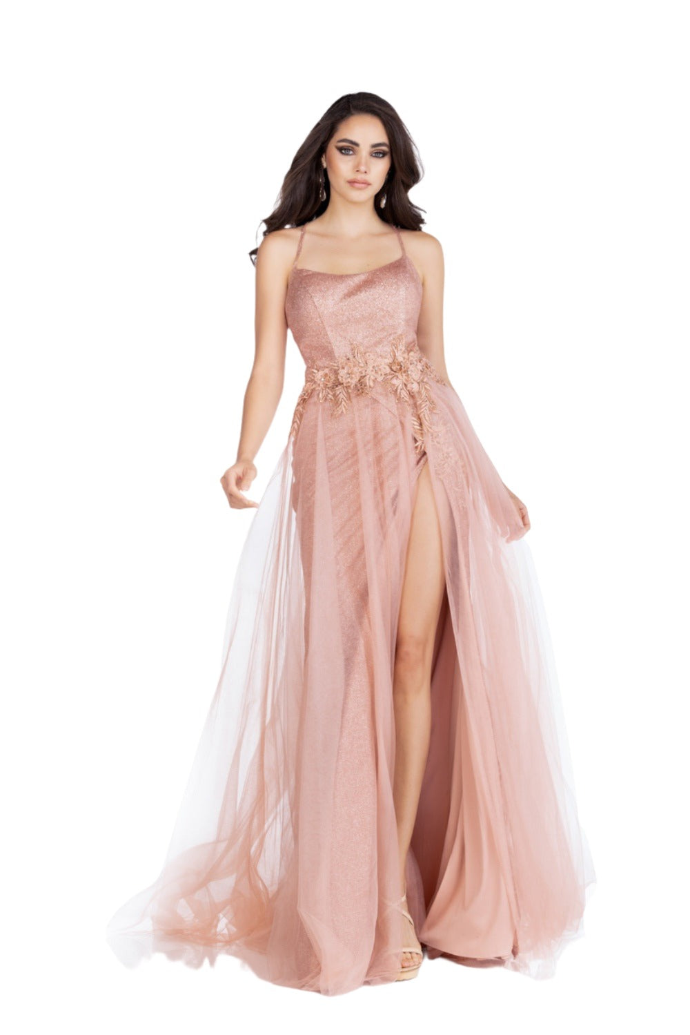 Abby Paris 90087 Size 6 Rose Gold Long Shimmer Maxi Slit Prom Dress Pa Glass Slipper Formals Abby Paris 90087 Size 6 Rose Gold Long Shimmer Maxi Slit Prom Dress Pa Glass Slipper Formals