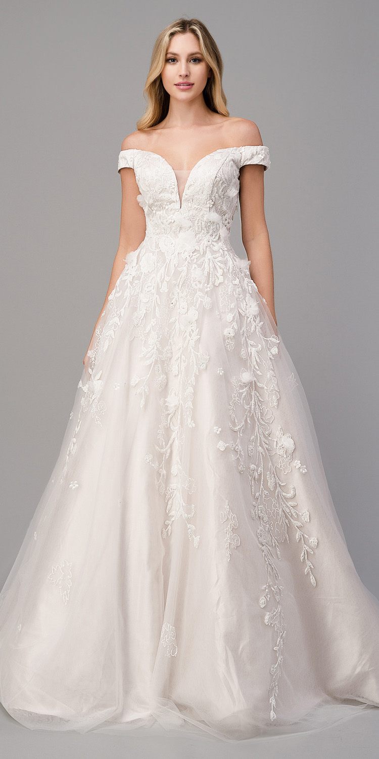 Andrea & Leo Couture PEONY A1027 Size 6 Wedding Dress Off Shoulder Bal Glass Slipper Formals Andrea & Leo Couture PEONY A1027 Size 6 Wedding Dress Off Shoulder Bal Glass Slipper Formals