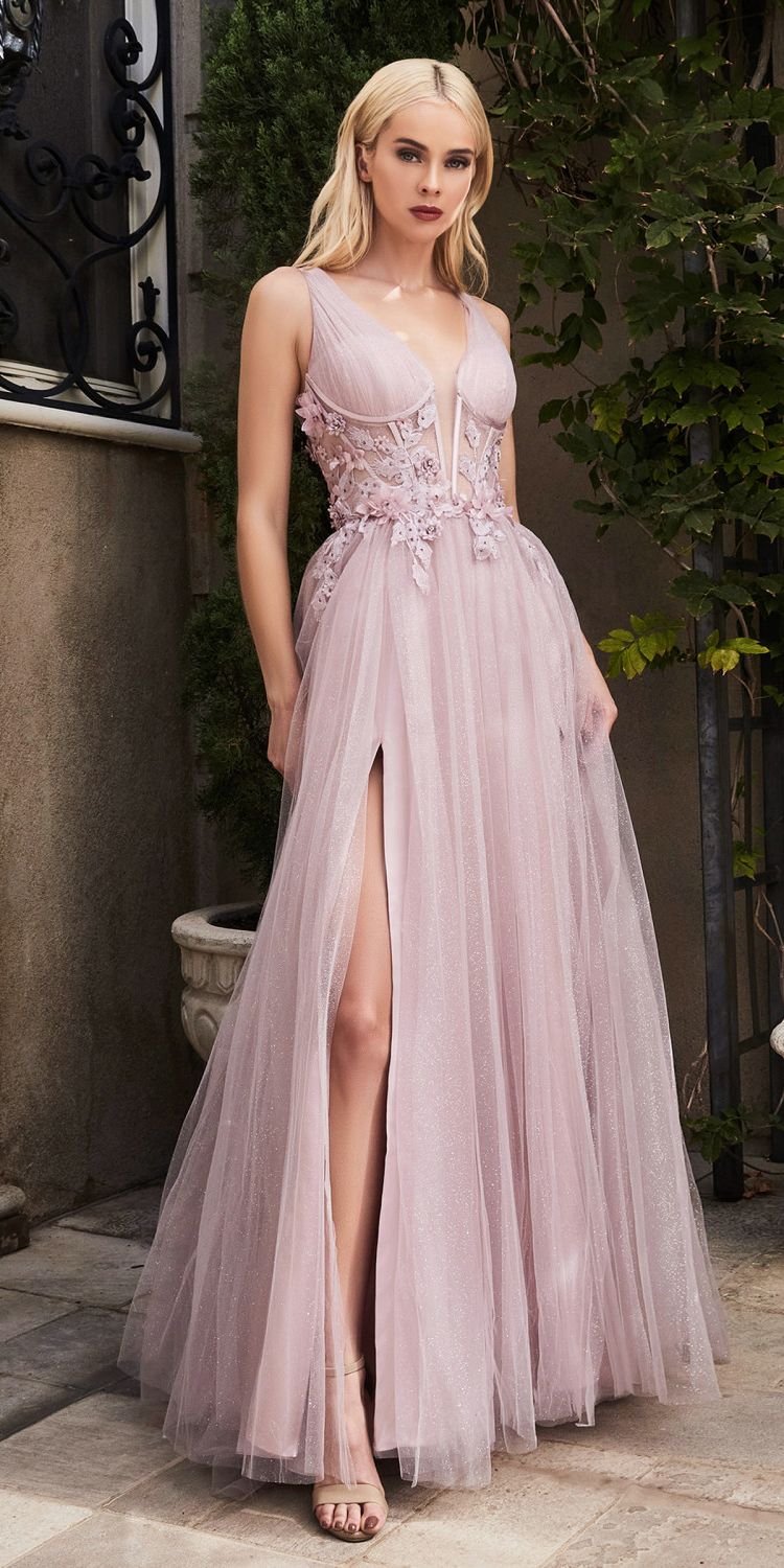 Andrea & Leo MEGARA Dress A1057 Mauve Size 10 Shimmer A Line Ballgown Slit Formal Dress Sheer Floral Gown Andrea & Leo MEGARA Dress A1057 Mauve Size 10 Shimmer A Line Ballgown Slit Formal Dress Sheer Floral Gown