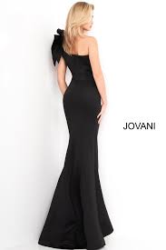 Jovani 32602 One shoulder with ruffle mermaid prom dress scuba long evening gown