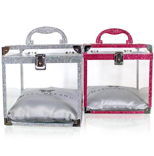 Marc Defang Crystal Crown Sash Box Pageant Clear AB Rhinestone - Please leave crystal color wanted in comments box at checkout. Please allow 30 days to be custom made. DESCRIPTION Large Size Crown box - Fits all crown sizes Small silver Marc Defang Satin pillow is included in the price Dimension: 8" X 8" X 8" (Width, Height, depth) Light weight, total weight 1.75 lbs. easy to carry Featured crystal color: AB Crystals