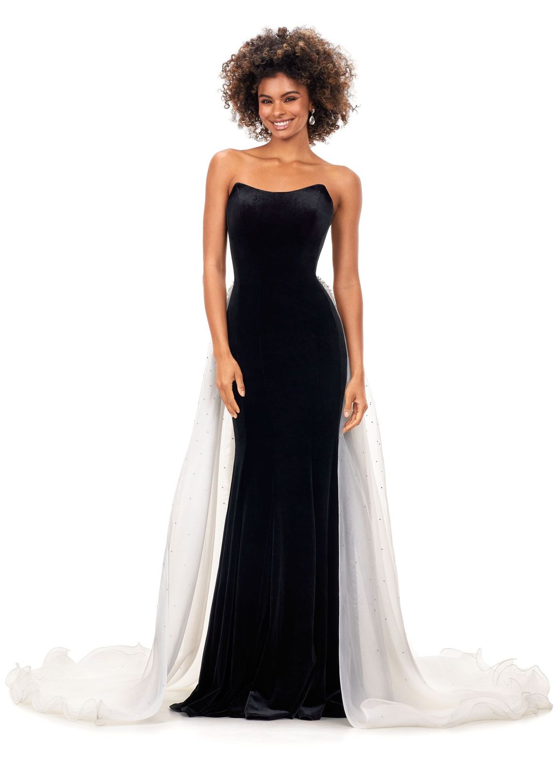Ashley Lauren 11311 Long Prom Dress Strapless Velvet Evening Gown with Organza Overskirt Formal Pageant 12 / Black/Ivory Ashley Lauren 11311 Long Prom Dress Strapless Velvet Evening Gown with Organza Overskirt Formal Pageant 12 / Black/Ivory