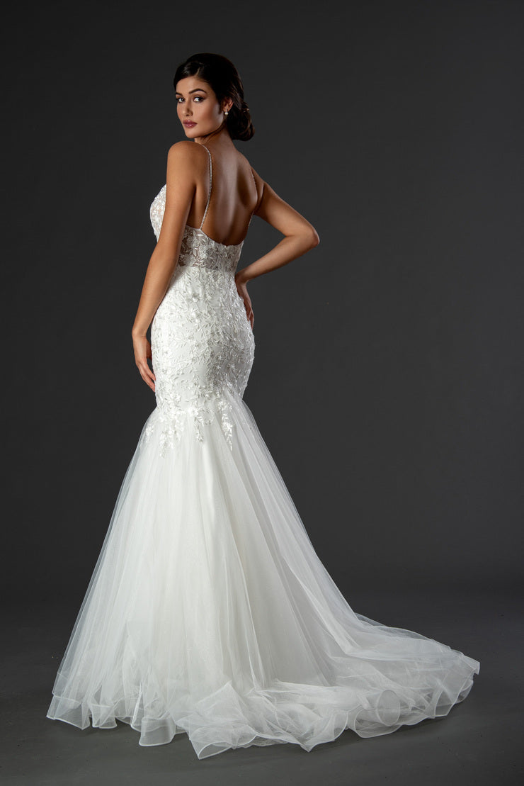 Stella Couture 22043 Long Shimmer Mermaid Prom Dress Pageant Gown Wedding Dress Bridal Gown Available Size: 4-20 Available Color: Navy, Off White