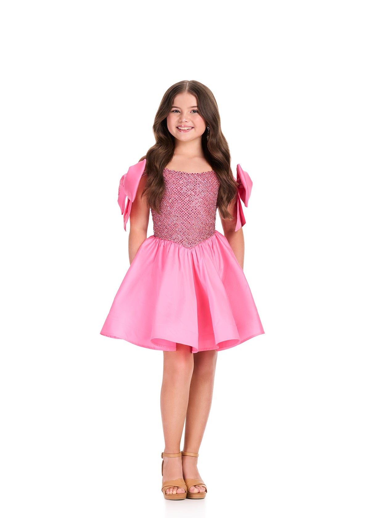 ASHLEYlauren 8354 Candy Pink short girls dress
