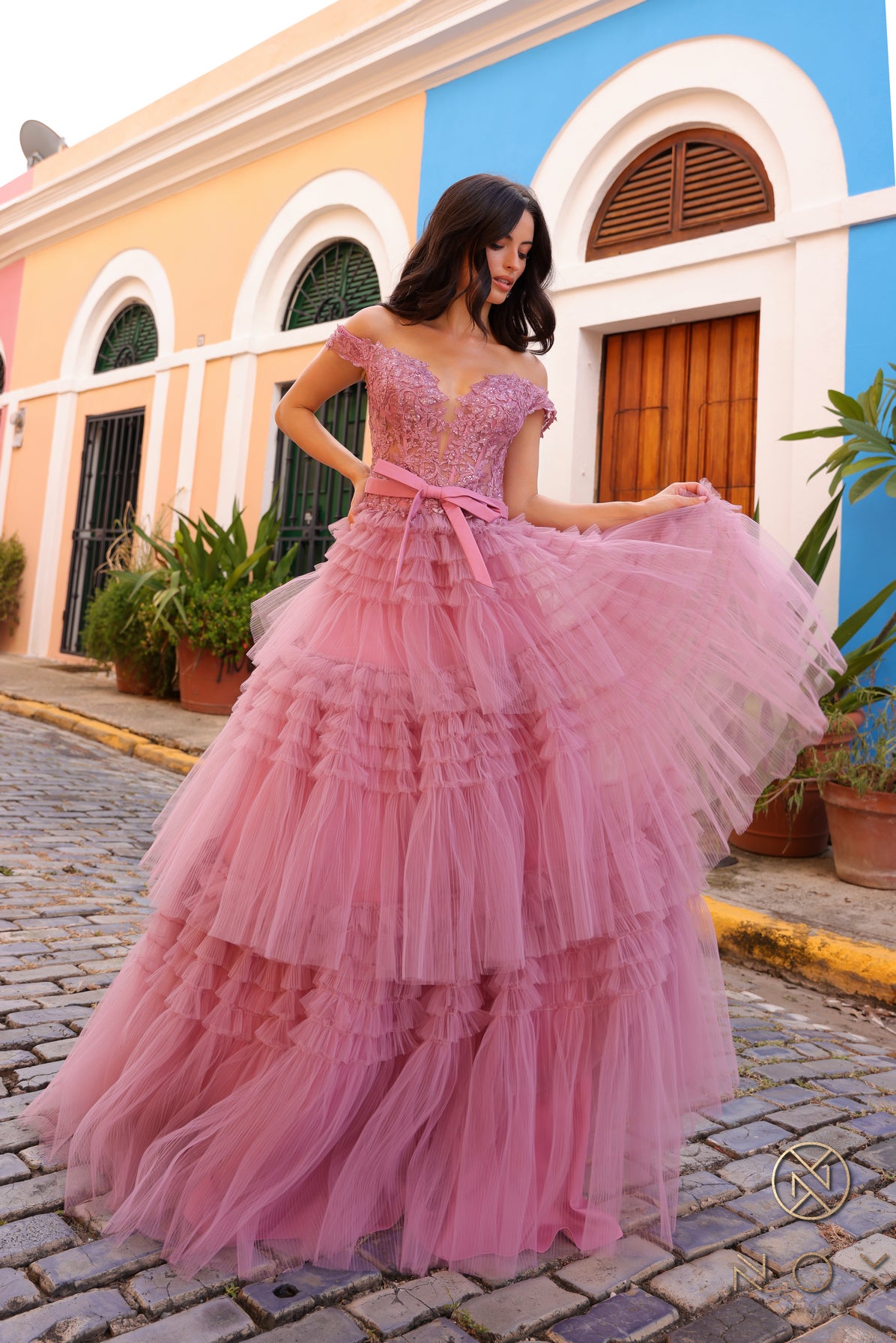 Nox Anabel E1293 Chic Designer Ruffled Prom Ball Gown Mint Green / 4 Nox Anabel E1293 Chic Designer Ruffled Prom Ball Gown Mint Green / 4