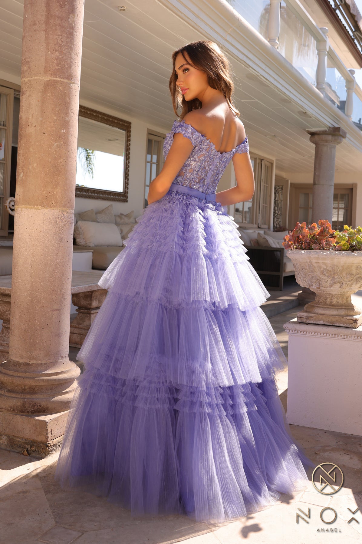 Nox Anabel E1293 Chic Designer Ruffled Prom Ball Gown Mint Green / 4 Nox Anabel E1293 Chic Designer Ruffled Prom Ball Gown Mint Green / 4