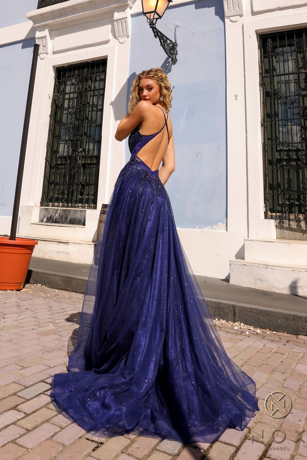 bergenline prom dresses LaDivine 7493 Long Formal A Line Slit Prom Dress