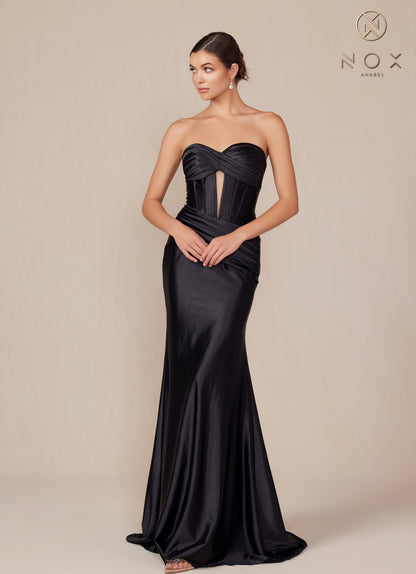 Nox Anabel T1500 Long Formal Corset Dress Cut Out Strapless Prom Evening Gown Sweetheart