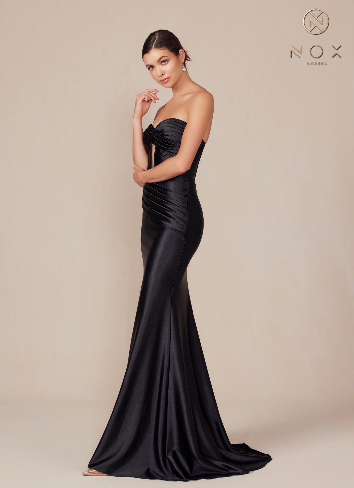 cut out bustier dress Long Sleeve Crystal Bustier Cut Out Maxi Dress Black