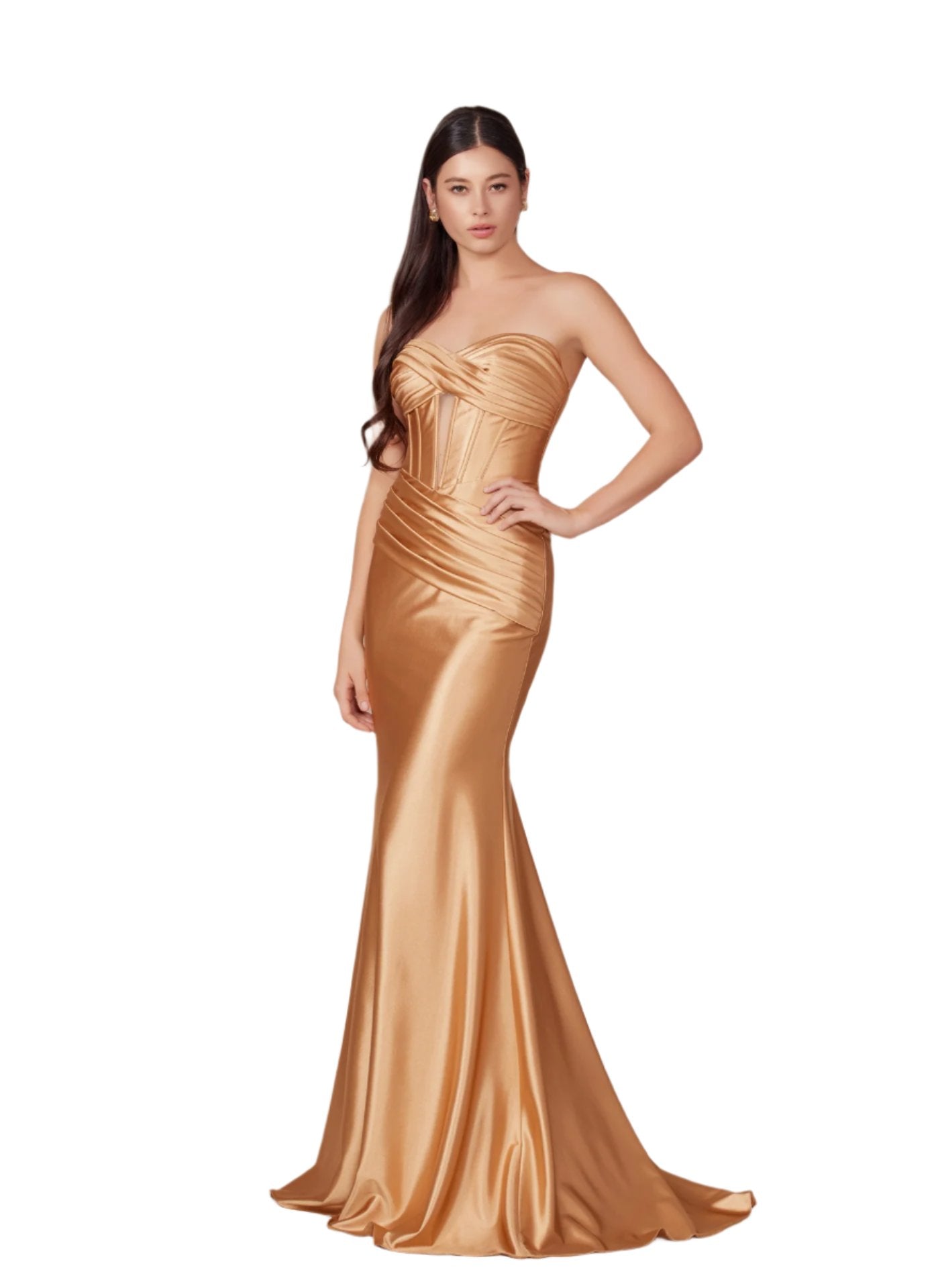 Nox Anabel T1500 Long Formal Corset Dress Cut Out Strapless Prom Evening Gown Sweetheart 6 / Gold