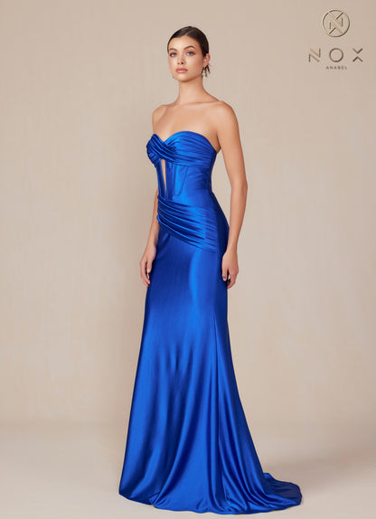 Nox Anabel T1500 Long Formal Corset Dress Cut Out Strapless Prom Evening Gown Sweetheart