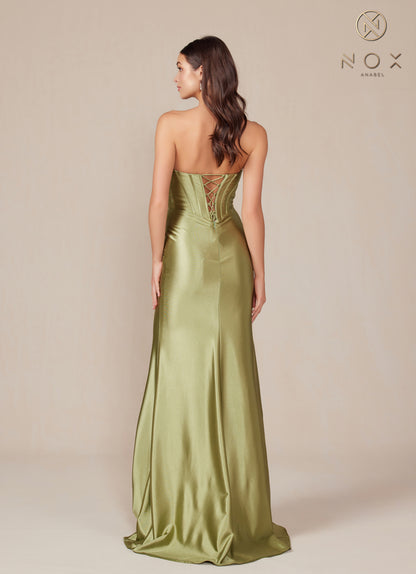Nox Anabel T1500 Long Formal Corset Dress Cut Out Strapless Prom Evening Gown Sweetheart