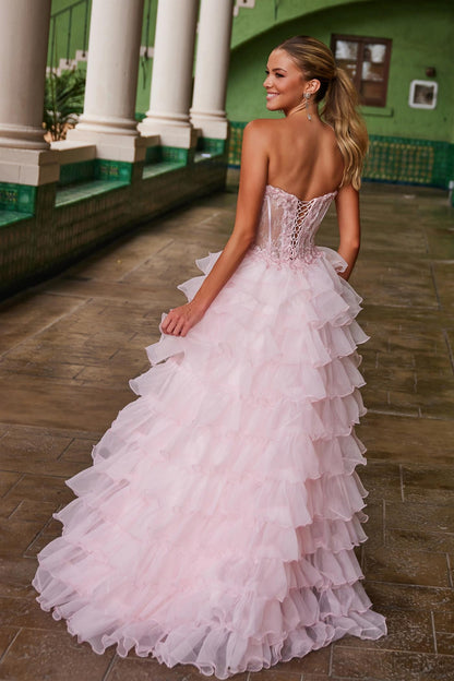Nox Anabel R1688 A Line Prom Dress Lace Corset Ruffle