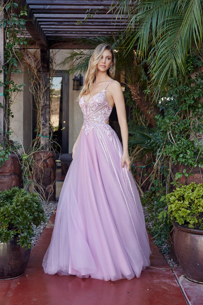 Nox Anabel's G1795 prom dress commands attention with its daring plunging V-neckline and sheer sequin corset bodice that catches light from every angle. Delicate spaghetti straps frame the shoulders while the backless design creates an elegant, modern silhouette. A graceful train adds dramatic movement and sophistication to your entrance. Perfect for prom, formal galas, or black-tie events where you want to make a memorable impression. This statement piece combines intricate beading with refined tailoring f