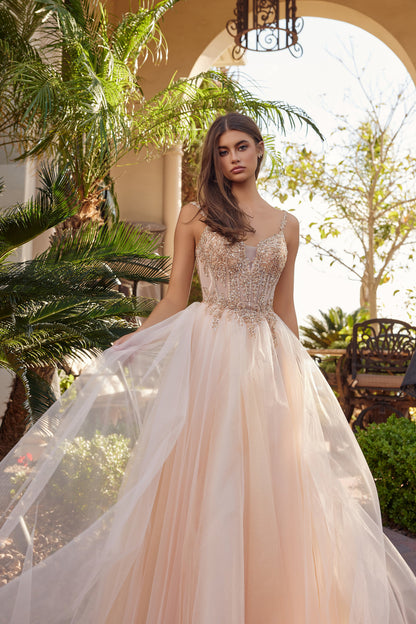 Make a statement in this Nox Anabel F1726 prom dress, featuring a sheer sequin corset bodice that catches the light with every movement. The structured A-line silhouette flatters your figure while the plunging V-neckline adds sophisticated allure. A graceful train completes the look with timeless elegance. Perfect for prom night or formal events where you want to feel confident and radiant.

Sizes: 00-16


Colors: Champagne, Greenery, Silver, Smoky Blue