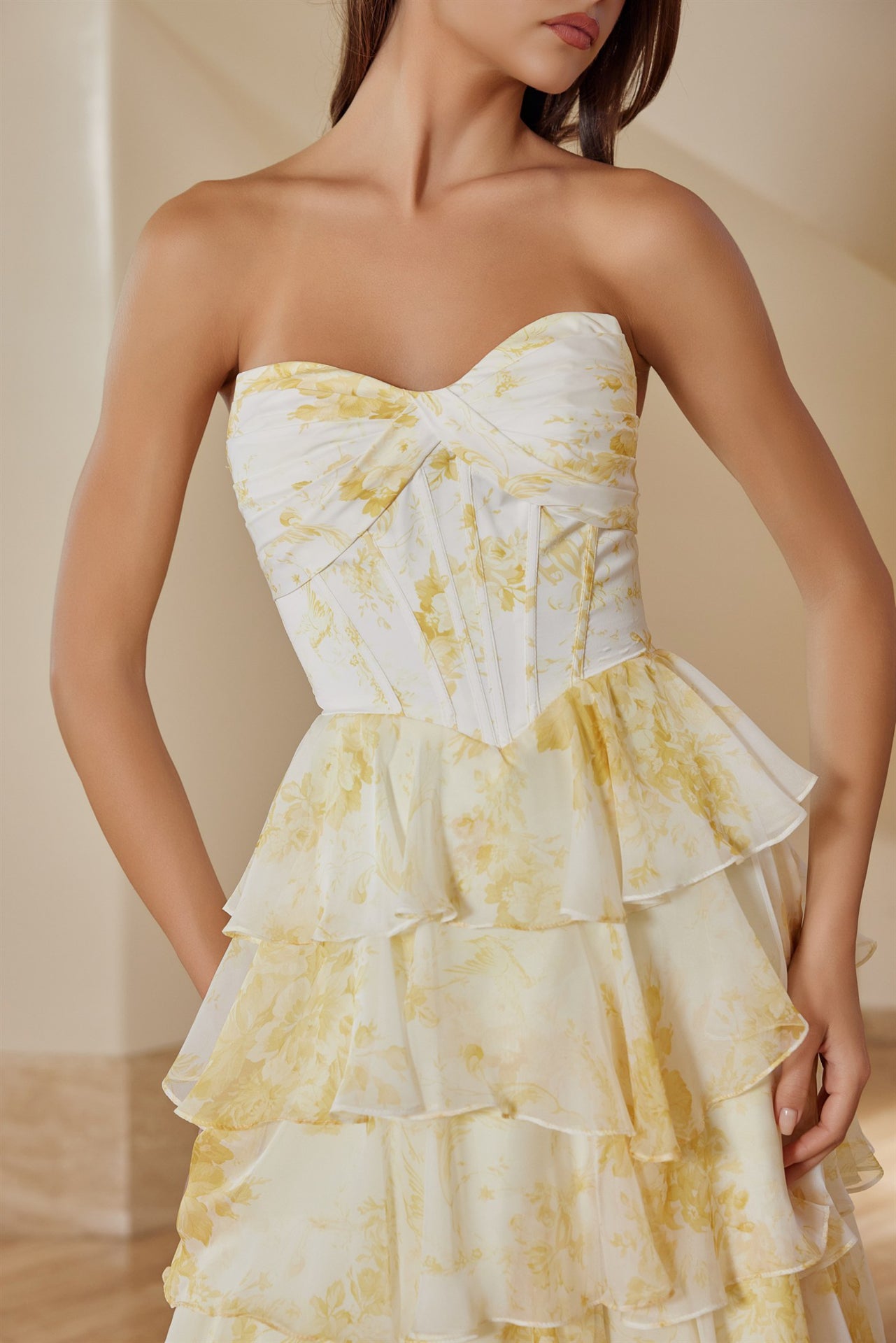 Nox Anabel T1865 Pleated Sweetheart Corset Ruffle Prom Dress