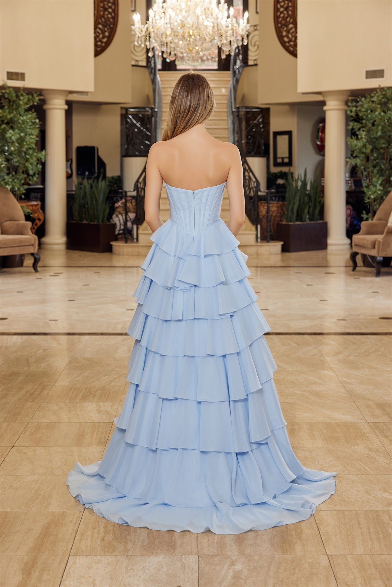 Nox Anabel Y1806 Sequin Sweetheart Corset Ruffle Prom Dress 6 / Pastel Pink