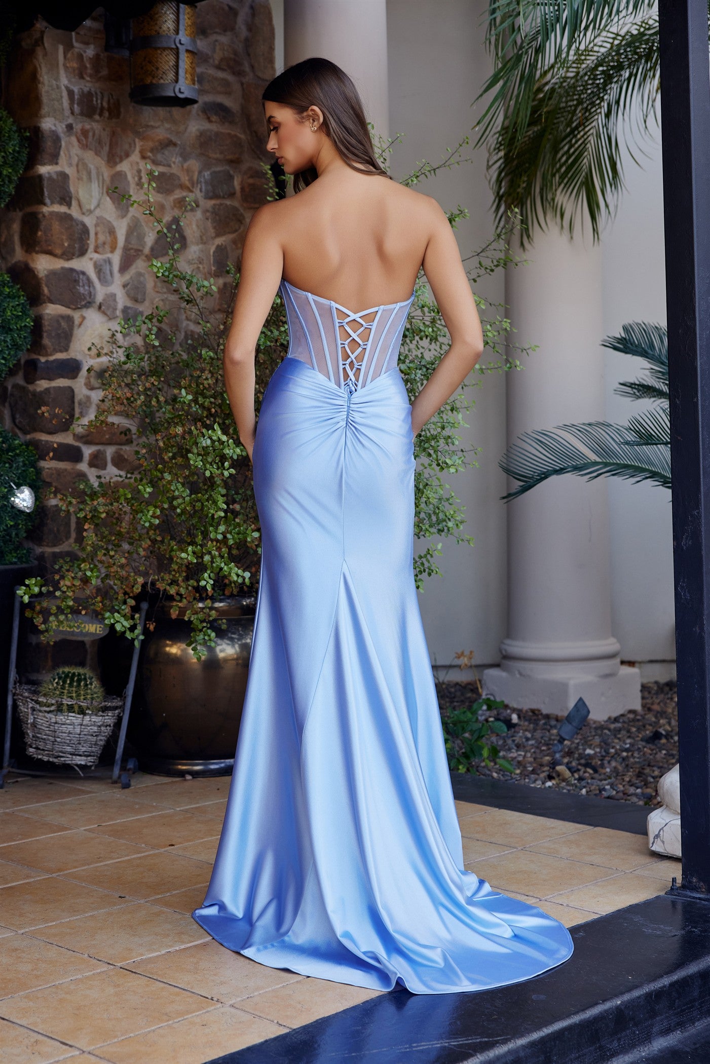 Elevate your prom night with the Nox Anabel A1737, a stunning strapless gown that commands attention. This showstopping dress features a sheer sequin corset bodice with a twisted sweetheart neckline that flatters and captivates. The dramatic silhouette includes a flowing train and daring backless design, while a thigh-high slit adds modern edge. Perfect for those seeking a bold, glamorous statement piece that balances sophistication with unforgettable style.

Sizes: 00-16


Colors: Navy Blue, Pink, Powder B