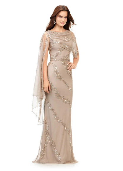 Ashley Lauren 11213 Long Evening Gown Detachable Overlay