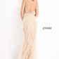 Jovani 03023 Prom Dress V Neckline Fitted Silhouette Feather Skirt