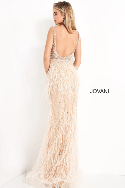 Jovani 03023 Size 8 Lilac Sheer Prom Dress Feather Formal
