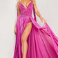 Be bold in the Jovani 07249 High Low Pageant Dress! This one-of-a-kind formal gown combines a metallic overskirt, pleated capes, and Crystal Beaded bodysuit for a truly dazzling look. Ready for the red carpet? You better believe it.  Sizes: 00-24  Colors: Hot Pink, Hunter, Light Pink