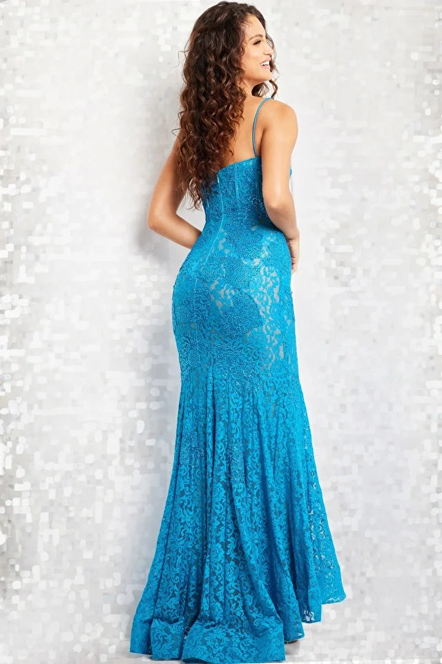The Jovani 07499 dress is a stunning addition to the prom, formal, and eveningwear collection, designed to captivate and enchant. Crafted from intricate lace, this gown embodies timeless sophistication and romance. Its form-fitting style is tailored to embrace your curves, creating a striking and memorable silhouette. The dress is a masterpiece of elegance, ideal for those seeking to make an unforgettable entrance. 