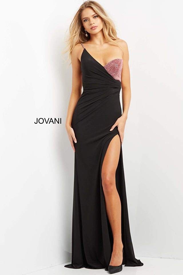 Jovani 09021 Embellished Bust And Back With Low Back Opening Ruched At Waist Fitted Evening Dress. Fall in love with the Jovani 09021 Dress. Crafted with an eye-catching embellished bodice, a low open back and a ruched waist, this fitted gown ensures you look flawless at every special event. Perfect for a night of dancing and glamour, this dress is sure to turn heads.