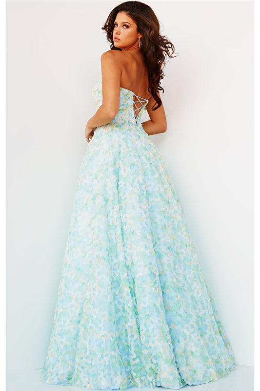 Jovani K09765 Multi Strapless A-Line Floral Kids Long Gown. Create a showstopper at your next event with this Jovani K09765 Multi Strapless A-Line Floral Kids Long Gown. After one glance, your squad will be flocking around you asking where you got it! Flaunt your style and look like a princess with this spectacular floral gown. Now's the time to show 'em what you got!
