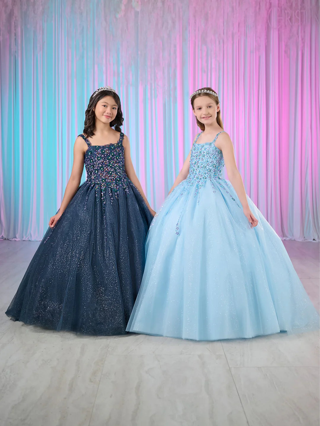 Tiffany Princess 13769 Size 16 Navy Girls Pageant Dress Shimmer Tulle Beaded A Line Tulle Corset Ballgown Tiffany Princess 13769 Size 16 Navy Girls Pageant Dress Shimmer Tulle Beaded A Line Tulle Corset Ballgown