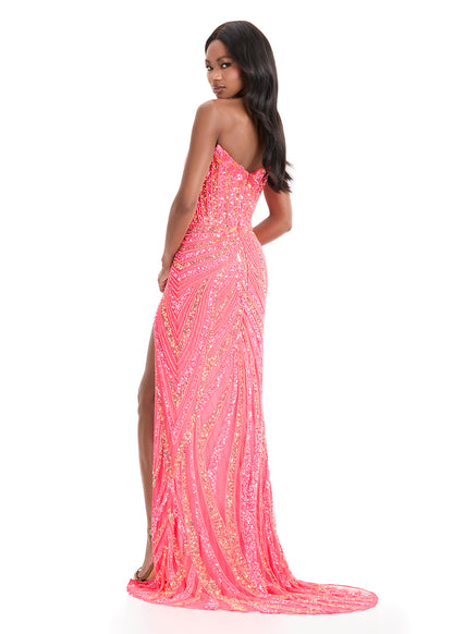 Ashley Lauren 11236 Beaded Sequins Prom Dress Pageant Gown