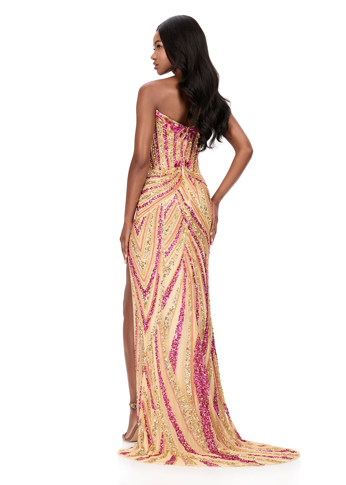 Ashley Lauren 11236 Beaded Sequins Prom Dress Pageant Gown