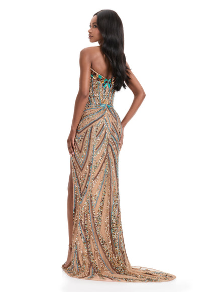 Ashley Lauren 11236 Beaded Sequins Prom Dress Pageant Gown
