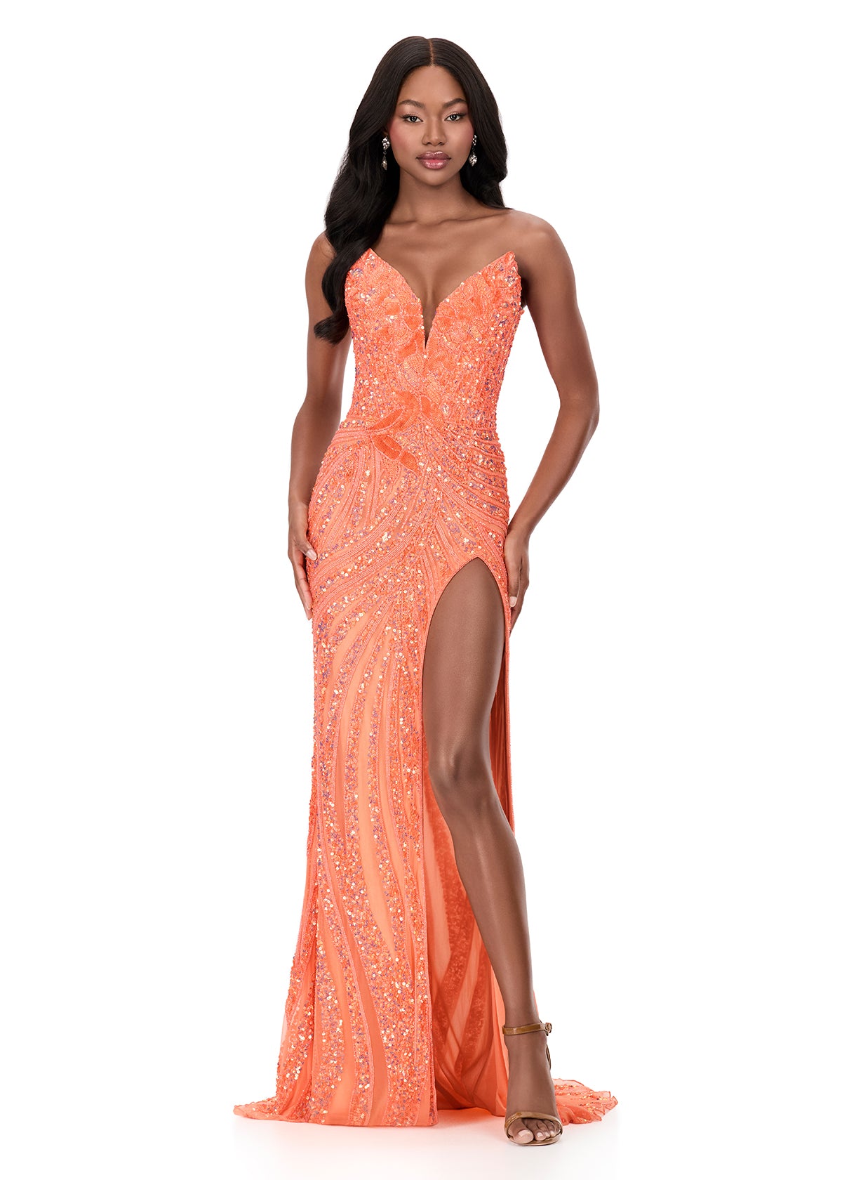 Ashley Lauren 11236 Beaded Sequins Prom Dress Pageant Gown