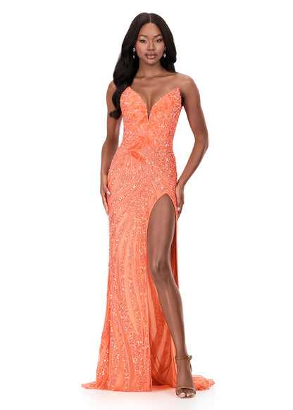 Ashley Lauren 11236 Beaded Sequins Prom Dress Pageant Gown