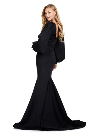 As an industry expert, the Ashley Lauren 11345 Long Prom Dress offers a sophisticated and elegant style suitable for formal occasions. This v-neckline, bishop sleeved gown boasts a stunning silhouette that flatters the wearer's figure. Crafted with high-quality materials, this dress is sure to make a lasting impression. With class and elegance, this beautiful evening gown is sure to stun. This fitted gown features an elegant draped v-neckline. The look is accented with bishop sleeves and a sweep train.
