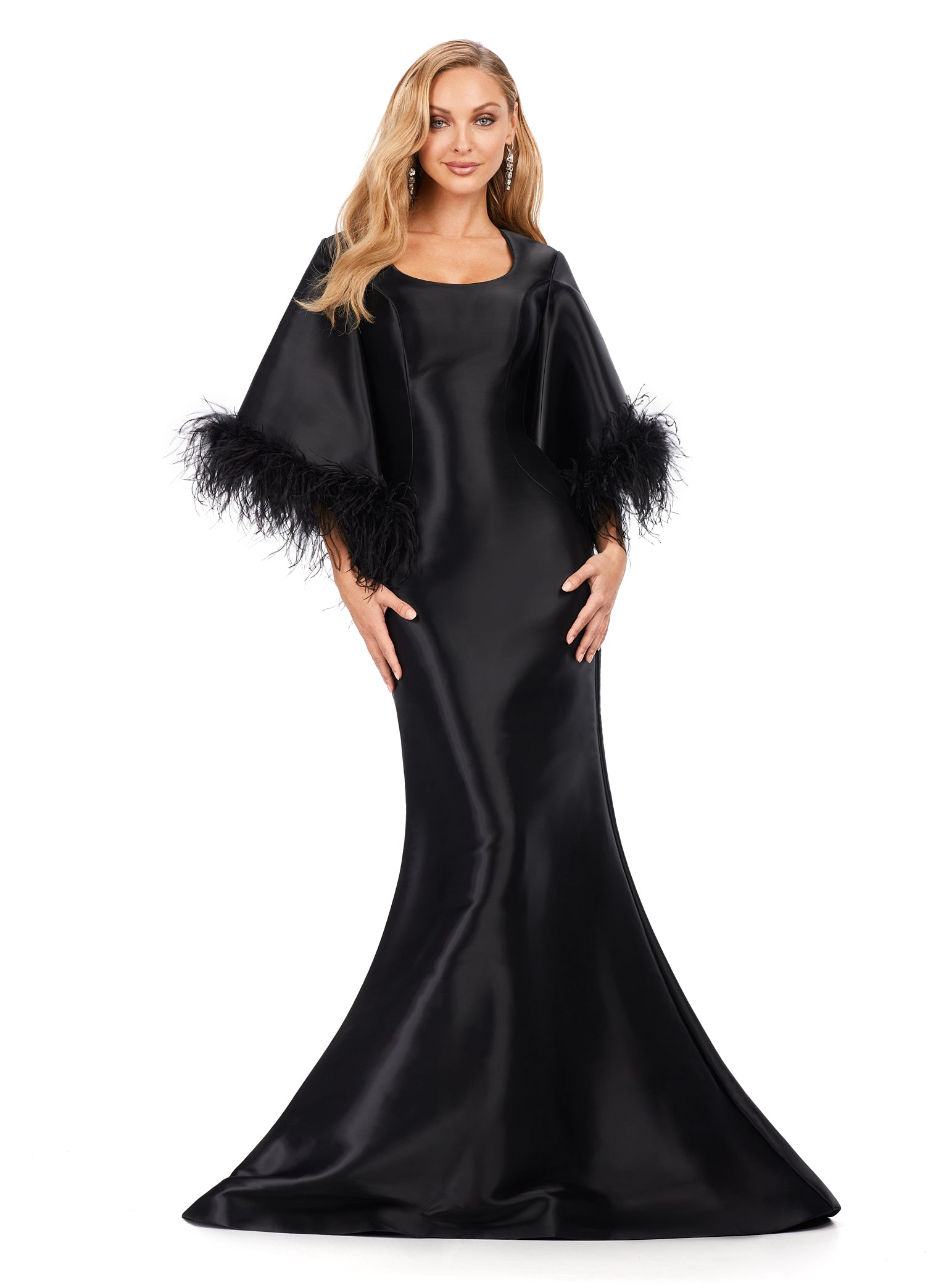 fitted lace wedding dress Ashley Lauren 11381 Formal Dress Black 16 / Black