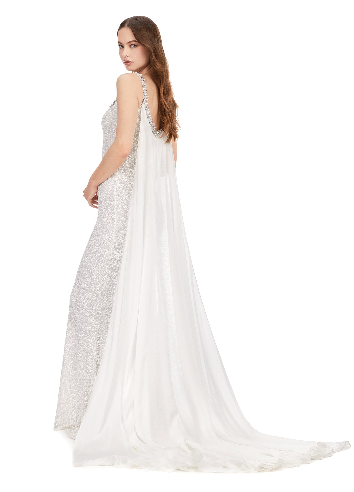 Ashley Lauren 11398 Vermicelli Beaded Gown with Chiffon Cape Crystal D –  Glass Slipper Formals | Weite Hosen